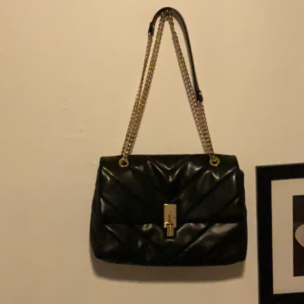 Black chevron quilted crossbody